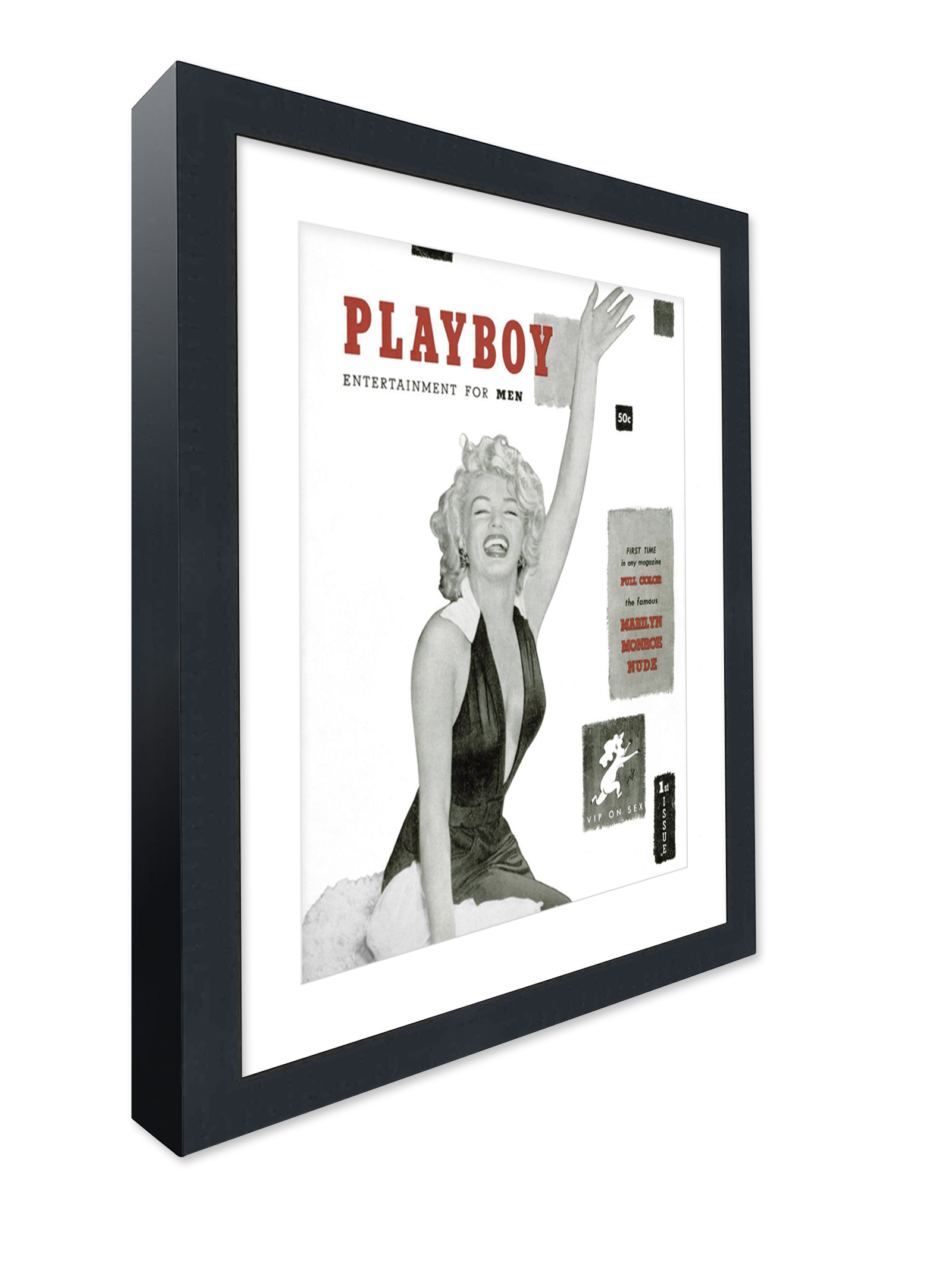 Playboy Magazine Modern Picture Frame Acrylic, Backing, and Grey Mat